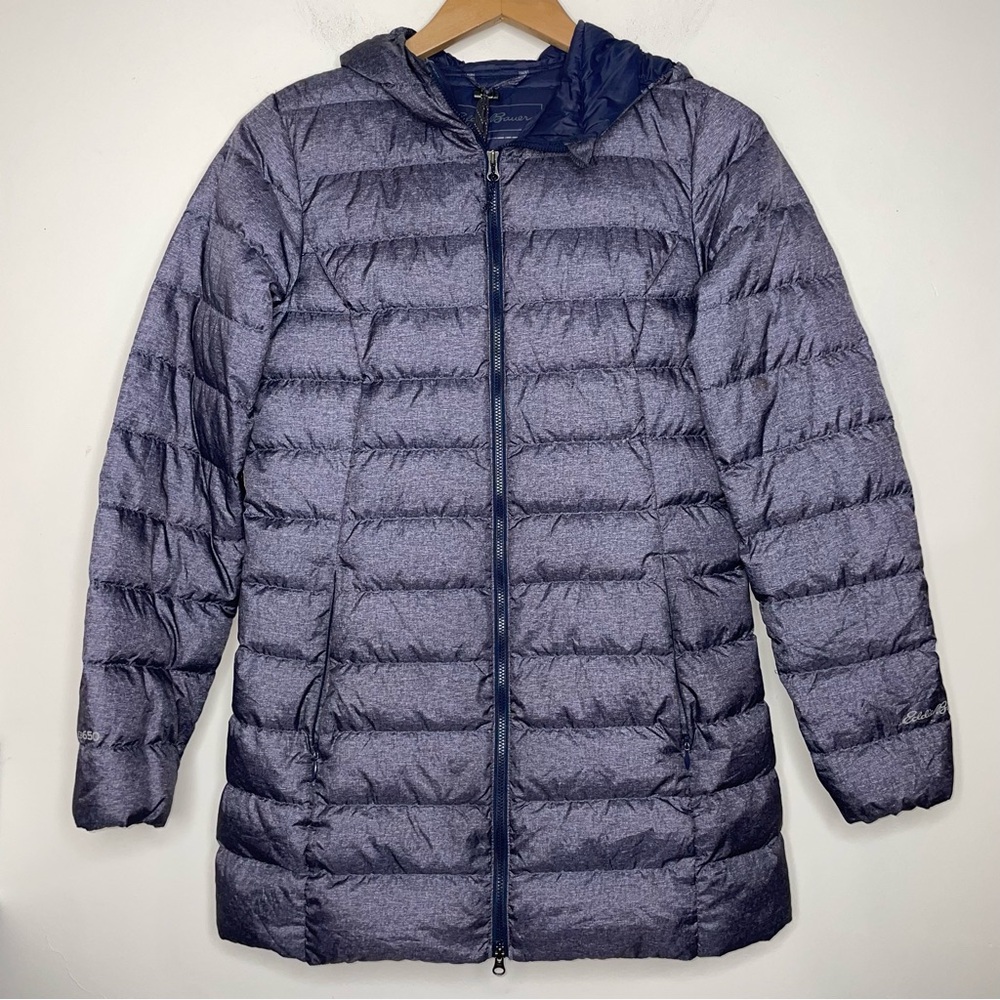 Eddie Bauer Women's XS CirrusLite Down Parka Hooded Jacket 650 Fill Blue Heather - Picture 11 of 11